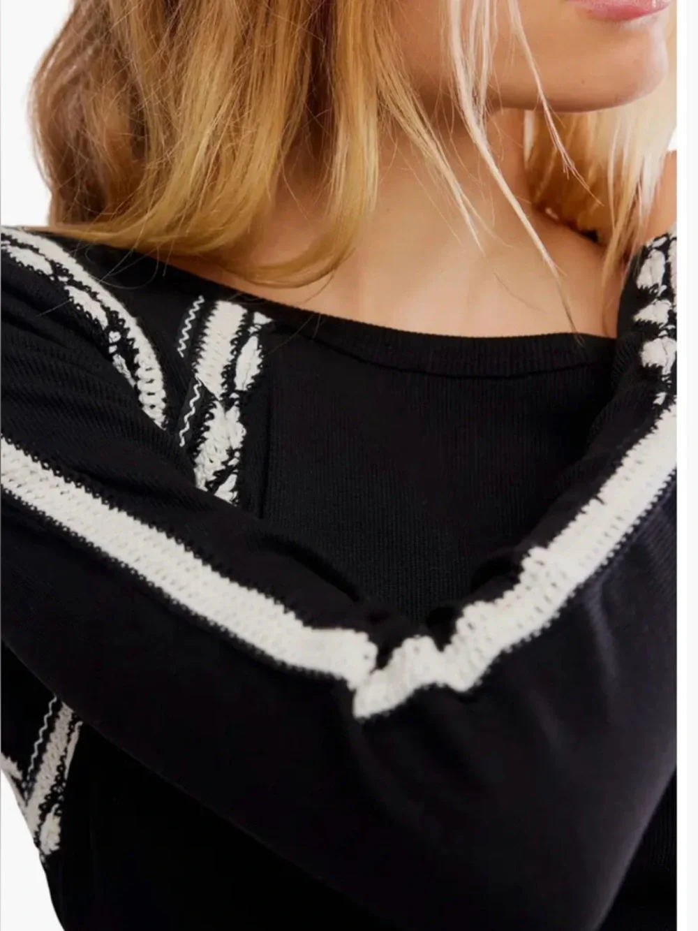 Free people Lost Love Long-Sleeve Top. NWT. Black